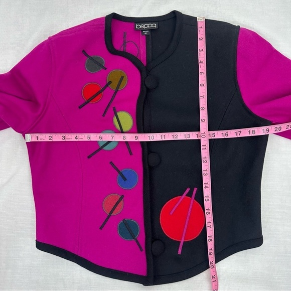 beppa Women’s size Small Fuchsia and Black Deco Wool Blazer - Picture 11 of 13